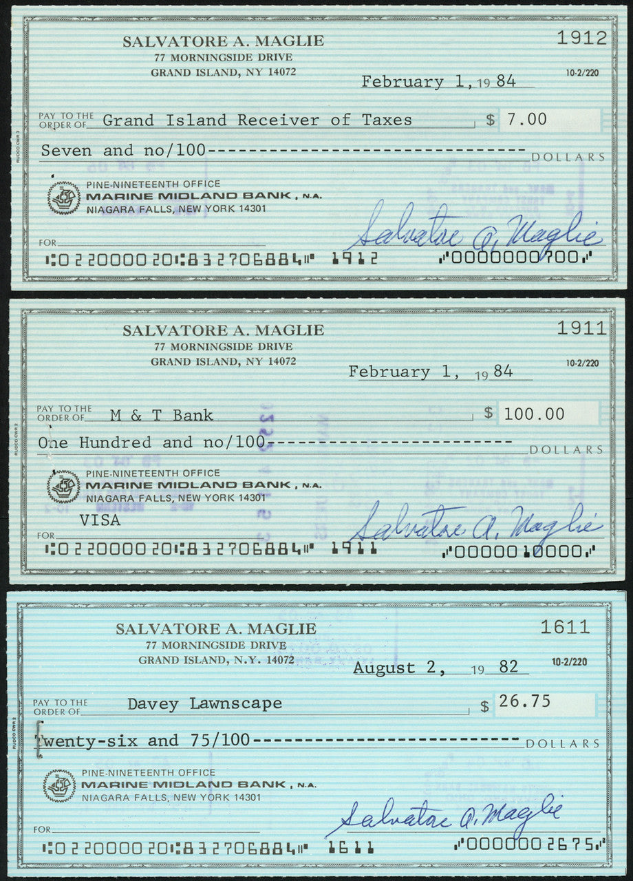 Sal Maglie Autographed 3x6 Check Brooklyn Dodgers, New York Yankees Lot Of 30 SKU #147841