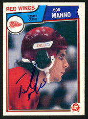 Bob Manno Autographed 1983-84 O-Pee-Chee Card #132 Detroit Red Wings SKU #150227