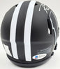 Russell Wilson Autographed Wisconsin Badgers Black Eclipse Speed Mini Helmet RW Holo & Beckett BAS Stock #182238