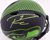 Russell Wilson Autographed Eclipse Black Seattle Seahawks Speed Mini Helmet In Green RW Holo Stock #178960