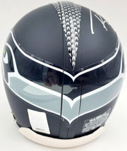 Russell Wilson Autographed Seattle Seahawks Mini Helmet In Silver RW Holo Stock #71469