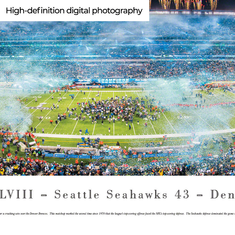 Unsigned Seattle Seahawks Panoramic Photo Super Bowl SB XLVIII Champions Stock #265520