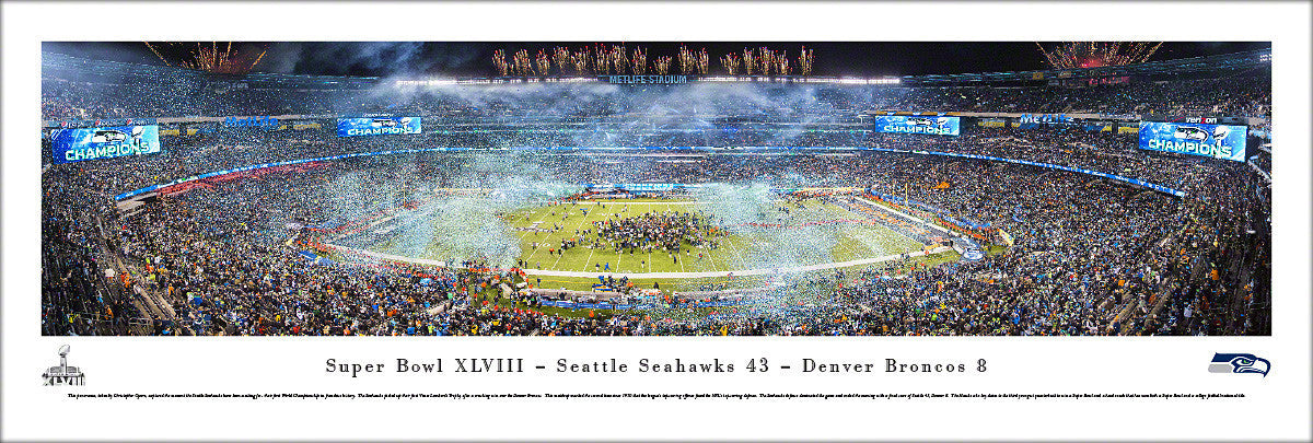 Unsigned Seattle Seahawks Panoramic Photo Super Bowl SB XLVIII Champions Stock #265520