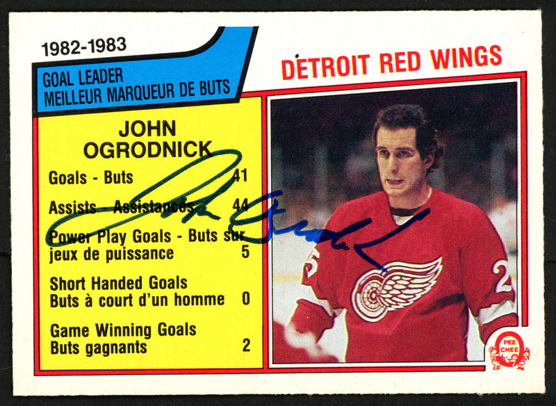 John Ogrodnick Autographed 1983-84 O-Pee-Chee Card #115 Detroit Red Wings SKU #150224