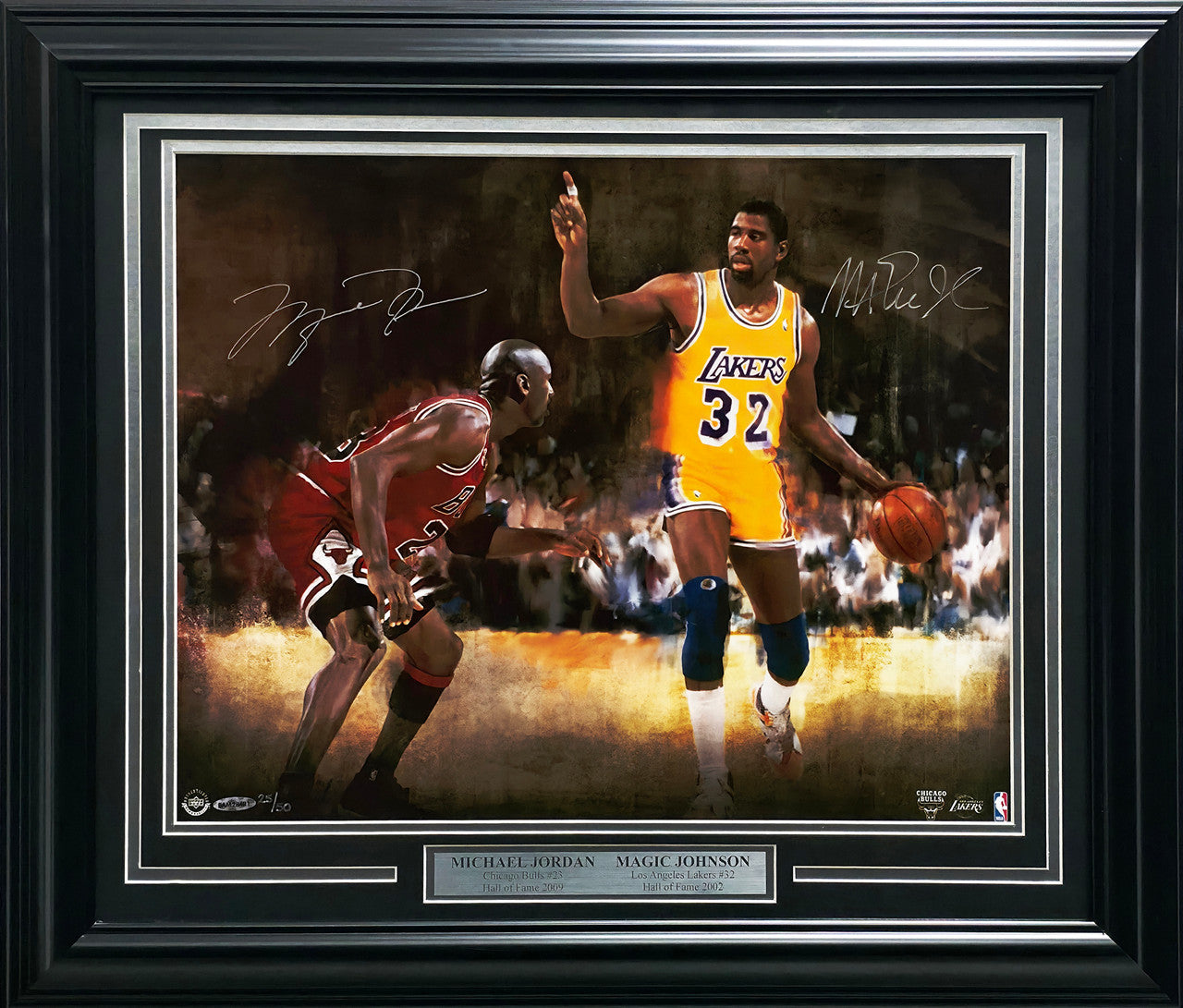 Michael Jordan & Magic Johnson Autographed Framed 16x20 Photo Chicago Bulls & Los Angeles Kings #25/50 UDA Holo #BAM28481