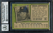 Cesar Geronimo Autographed 1971 Topps Rookie Card #447 Houston Astros Auto Grade Gem Mint 10 Beckett BAS #18629937