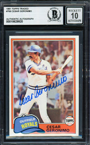 Cesar Geronimo Autographed 1981 Topps Traded Card #766 Kansas City Royals Auto Grade Gem Mint 10 Beckett BAS #18629920