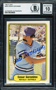 Cesar Geronimo Autographed 1982 Fleer Card #409 Kansas City Royals Auto Grade Gem Mint 10 Beckett BAS #18629600