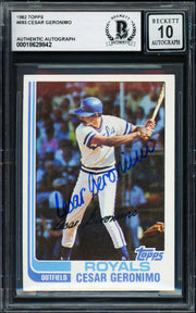 Cesar Geronimo Autographed 1982 Topps Card #693 Kansas City Royals Auto Grade Gem Mint 10 Beckett BAS #18629842
