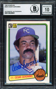 Cesar Geronimo Autographed 1983 Donruss Card #448 Kansas City Royals Auto Grade Gem Mint 10 Beckett BAS #18629861