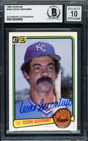 Cesar Geronimo Autographed 1983 Donruss Card #448 Kansas City Royals Auto Grade Gem Mint 10 Beckett BAS #18629862
