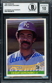 Cesar Geronimo Autographed 1984 Donruss Card #252 Kansas City Royals Auto Grade Gem Mint 10 Beckett BAS #18629879