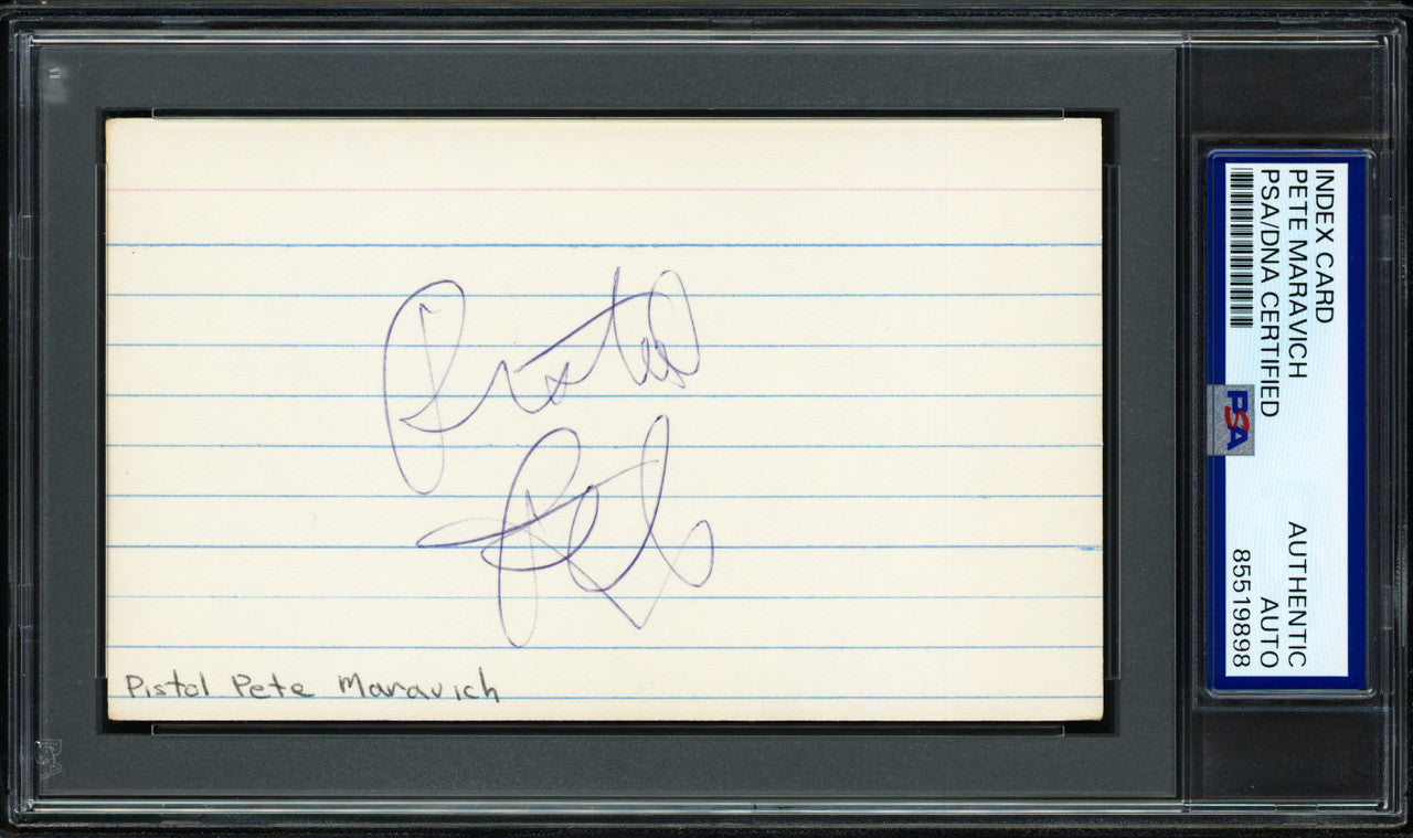 Pistol Pete Maravich Autographed 3x5 Index Card Atlanta Hawks PSA/DNA #85519898