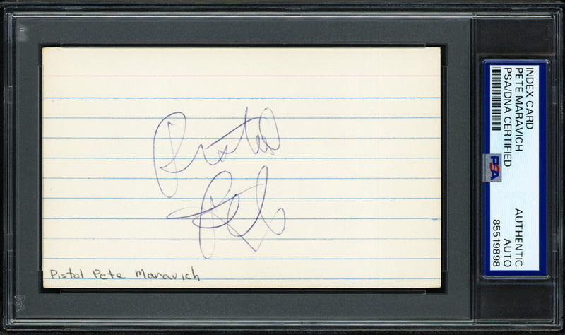 Pistol Pete Maravich Autographed 3x5 Index Card Atlanta Hawks PSA/DNA #85519898