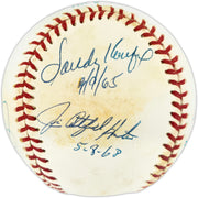Perfect Game Pitchers Autographed Official AL Baseball With 7 Signatures Including Sandy Koufax Beckett BAS QR #AE50755