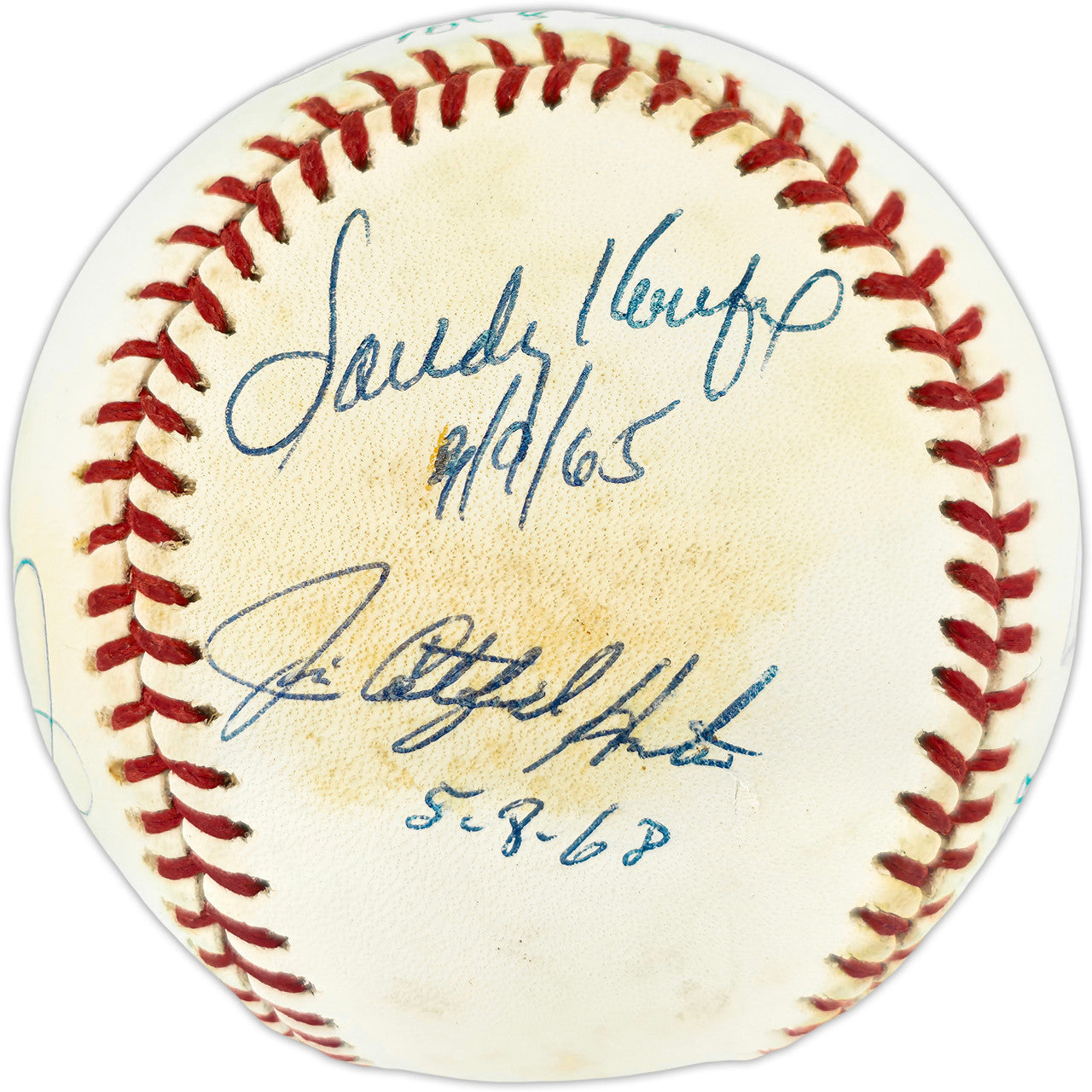 Perfect Game Pitchers Autographed Official AL Baseball With 7 Signatures Including Sandy Koufax Beckett BAS QR #AE50755