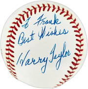 Harry Taylor Autographed Official NL Baseball Brooklyn Dodgers "To Frank Best Wishes" SKU #253962