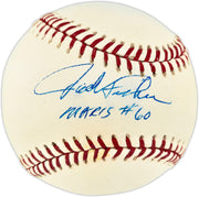 Jack Fisher Autographed Official MLB Baseball Baltimore Orioles "Maris #60" (Smudged) JSA #P98949
