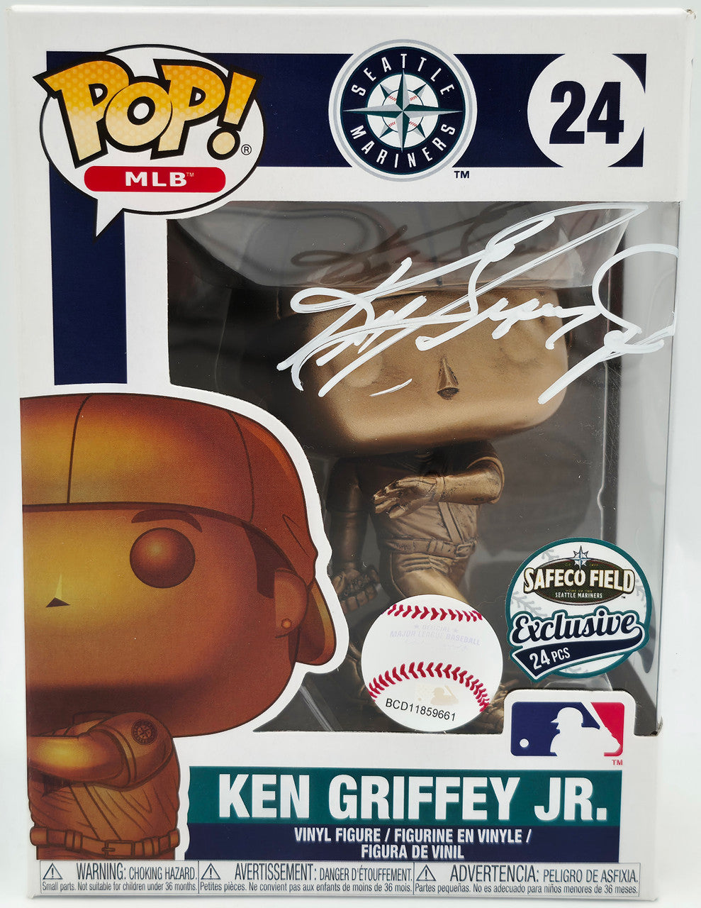 Ken Griffey Jr. Autographed Funko Pop! #24 Seattle Mariners Beckett BAS Witness #3W342001