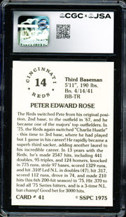 Pete Rose Autographed 1976 SSPC Card #41 Cincinnati Reds Card Grade 8.5 Auto Grade Gem Mint 10 CGC x JSA #6078174010