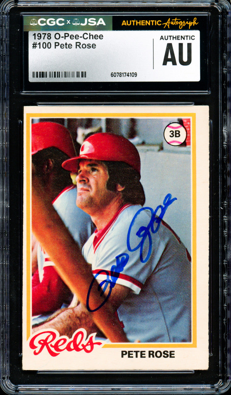 Pete Rose Autographed 1978 O-Pee-Chee Card #100 Cincinnati Reds CGC x JSA #6078174109