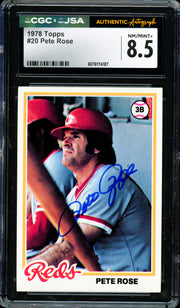 Pete Rose Autographed 1978 Topps Card #20 Cincinnati Reds Card Grade 8.5 CGC x JSA #6078174187