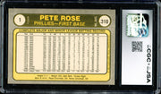 Pete Rose Autographed 1981 Fleer Card #1 Philadelphia Phillies Card Grade 9 CGC x JSA #6078164275