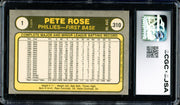 Pete Rose Autographed 1981 Fleer Card #1 Philadelphia Phillies Card Grade 8 CGC x JSA #6078164283