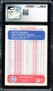 Pete Rose Autographed 1987 Fleer Limited Edition Card #36 Cincinnati Reds CGC x JSA #6078172189