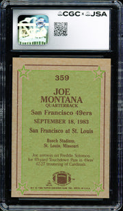 Joe Montana Autographed 1984 Topps Card #359 San Francisco 49ers Card Grade 8 CGC x JSA #6078164100