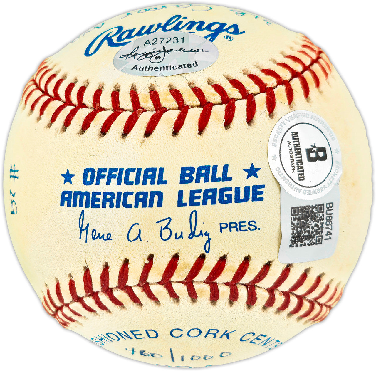 Rod Carew Autographed Official AL Statball Baseball Minnesota Twins, Los Angeles Angels 18 Inscriptions #560/1000 Beckett BAS QR #BU86741