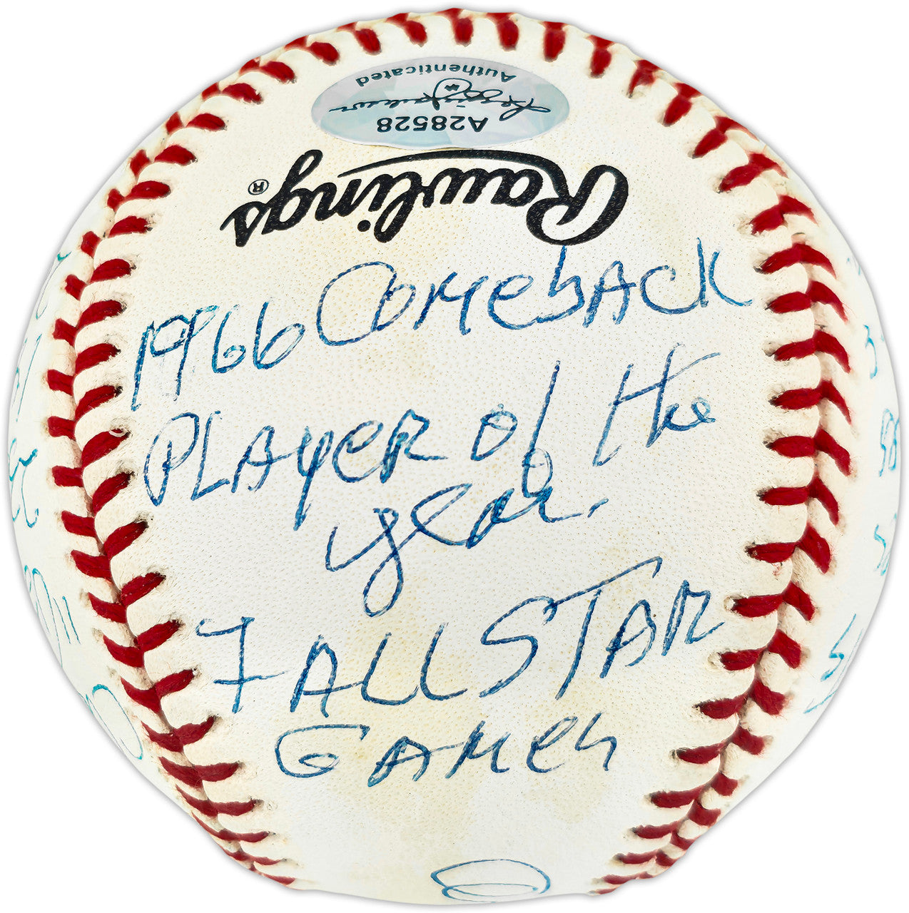 Orlando Cepeda Autographed Official NL Statball Baseball San Francisco Giants 16 Inscriptions #122/1000 Beckett BAS QR #BU86757