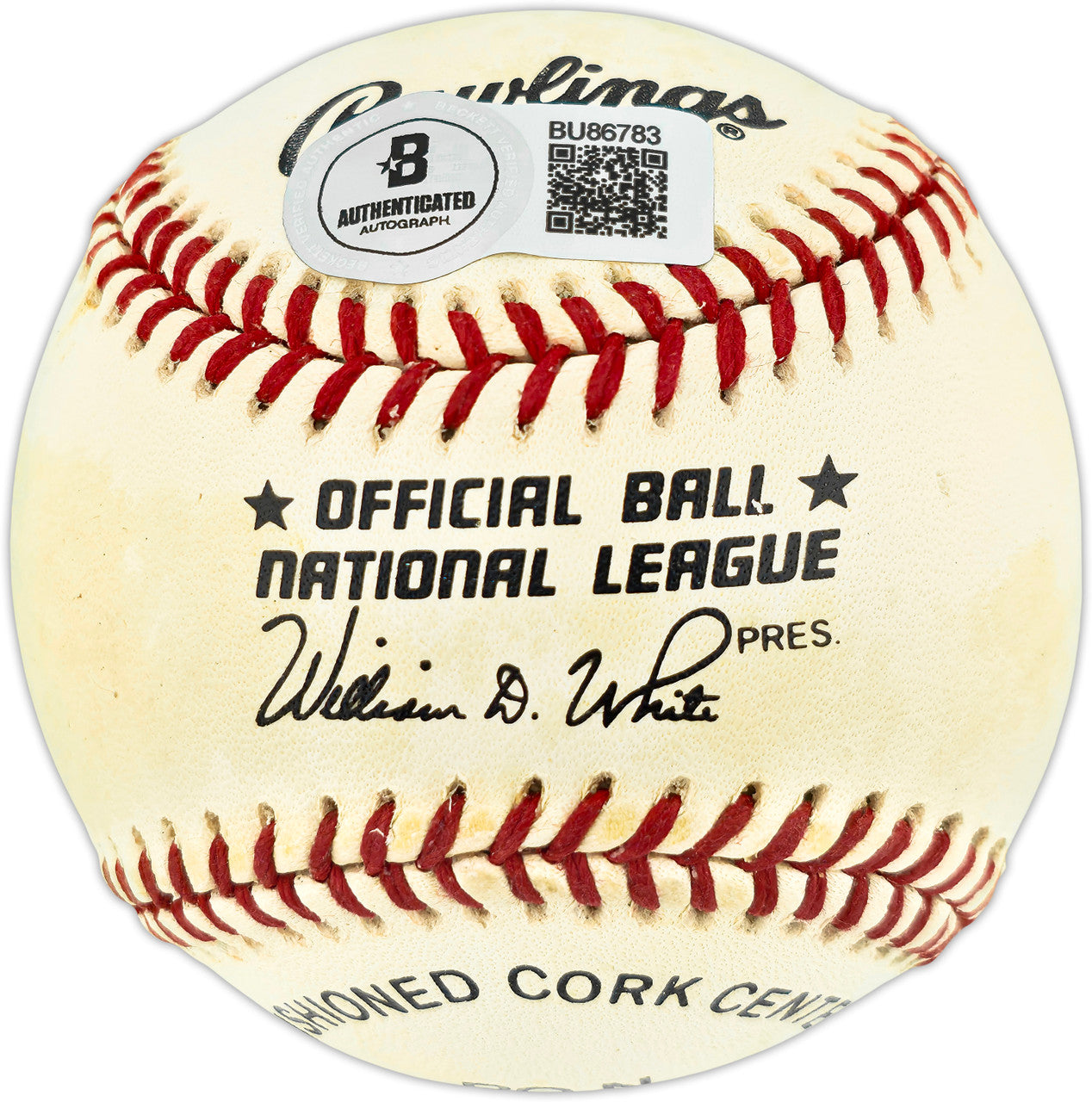Bob Bobby Pfeil Autographed Official NL Baseball New York Mets Beckett BAS QR #BU86783