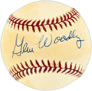 Gene Woodling Autographed Official AL Baseball New York Yankees Beckett BAS QR #BU87191