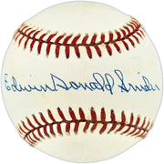 Duke Snider Autographed Official NL Baseball Brooklyn Dodgers "Edwin Donald" Full Name Beckett BAS QR #BU86792