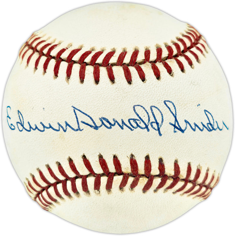 Duke Snider Autographed Official NL Baseball Brooklyn Dodgers "Edwin Donald" Full Name Beckett BAS QR #BU86792