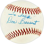 Don Bessent Autographed Official NL Baseball Brooklyn Dodgers "To Frank" (Smudged) Beckett BAS QR #BU86796