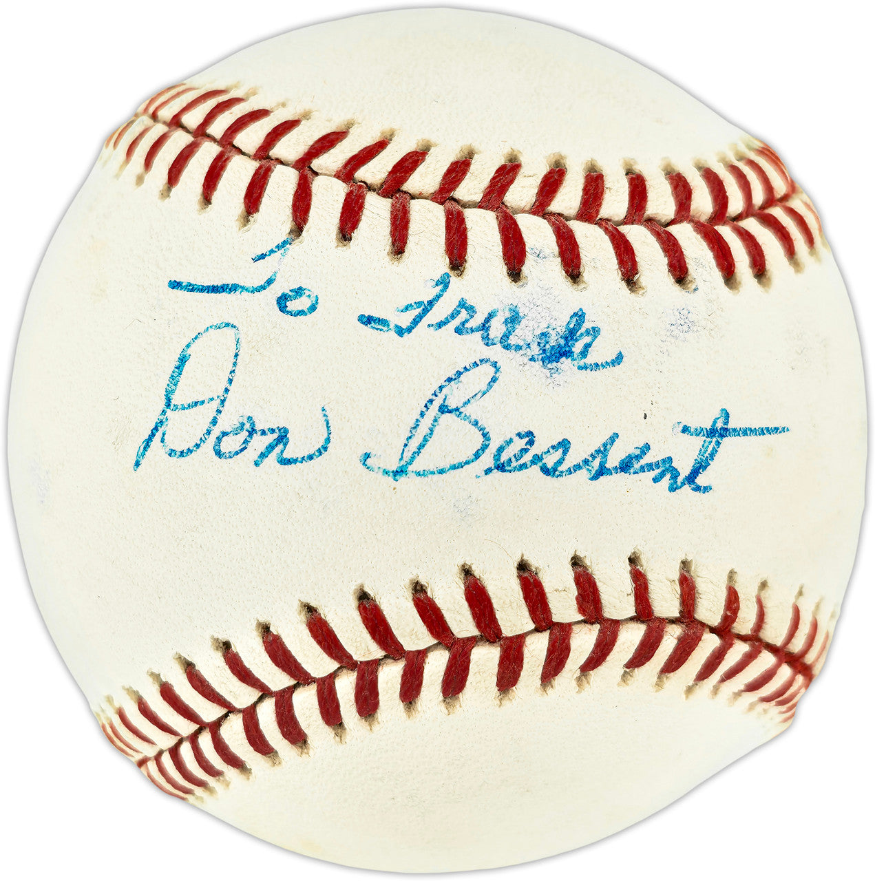 Don Bessent Autographed Official NL Baseball Brooklyn Dodgers "To Frank" (Smudged) Beckett BAS QR #BU86796