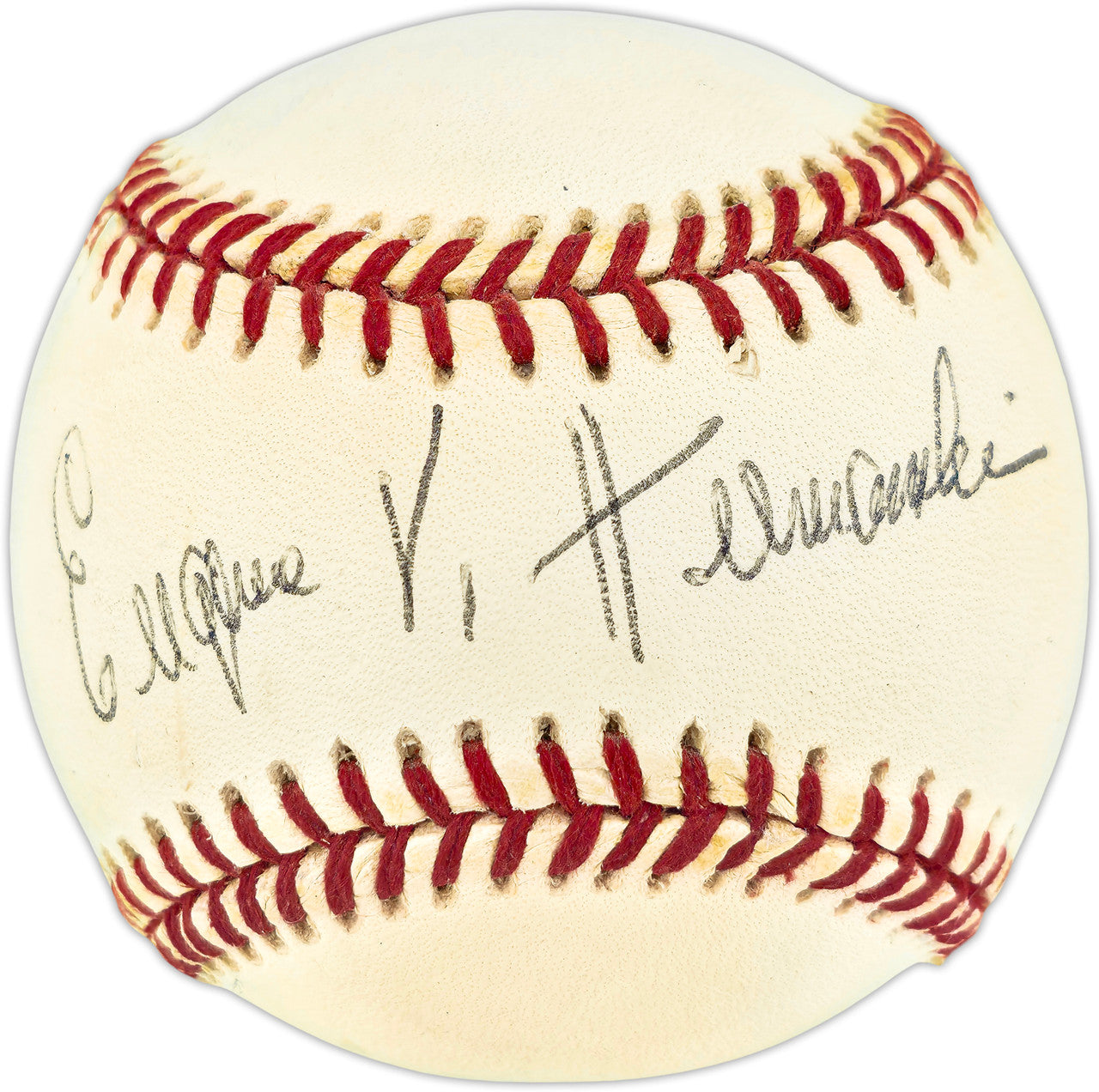 Gene Hermanski Autographed Official AL Baseball Brooklyn Dodgers Full Name Beckett BAS QR #BU86801