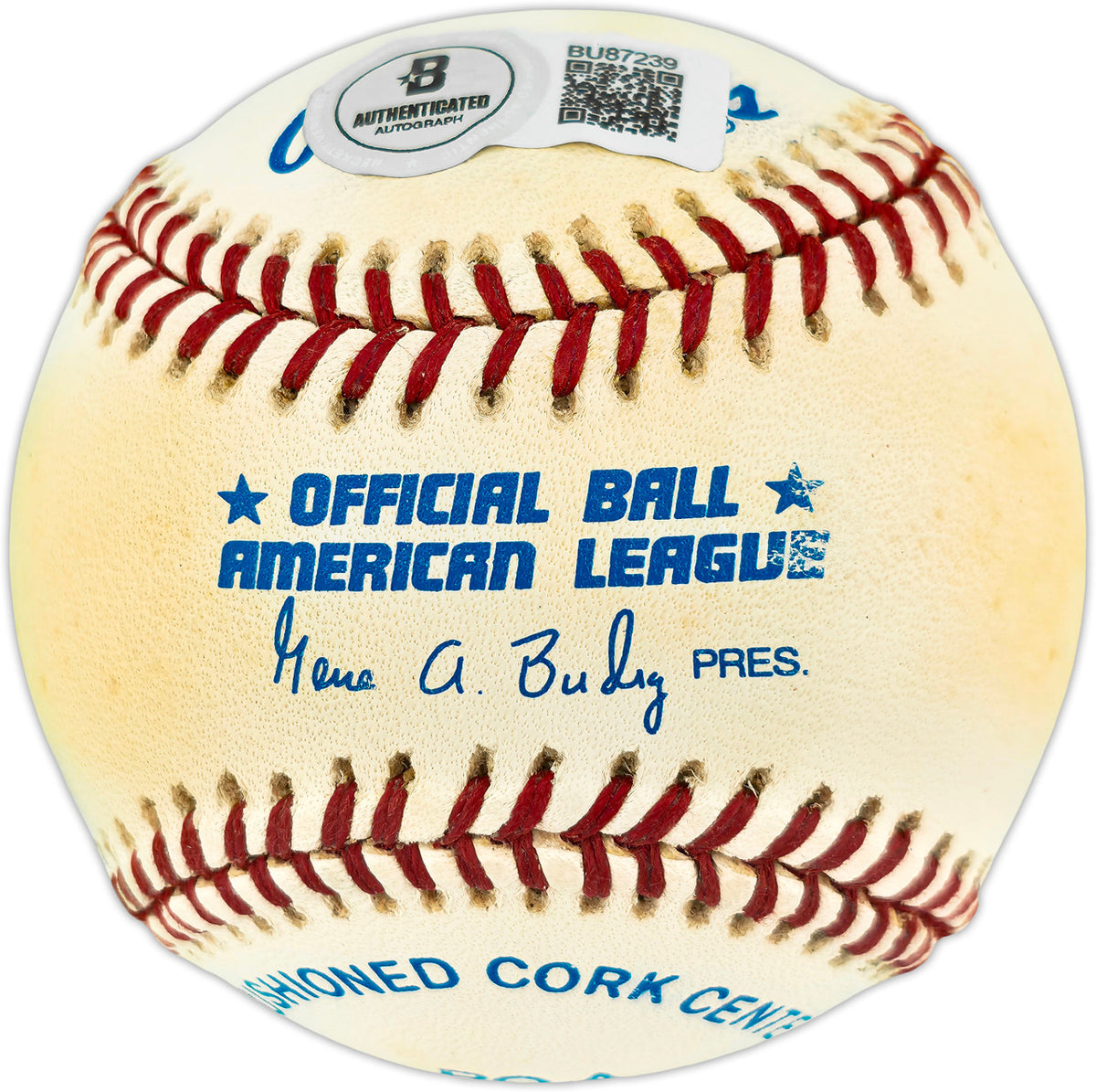 Don Zimmer Autographed Official AL Baseball New York Yankees, Boston Red Sox Beckett BAS QR #BU87239