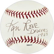 Ken Rowe Autographed Official Rawlings MLB Baseball Los Angeles Dodgers "Dodgers 1963" Beckett BAS QR #BU87241