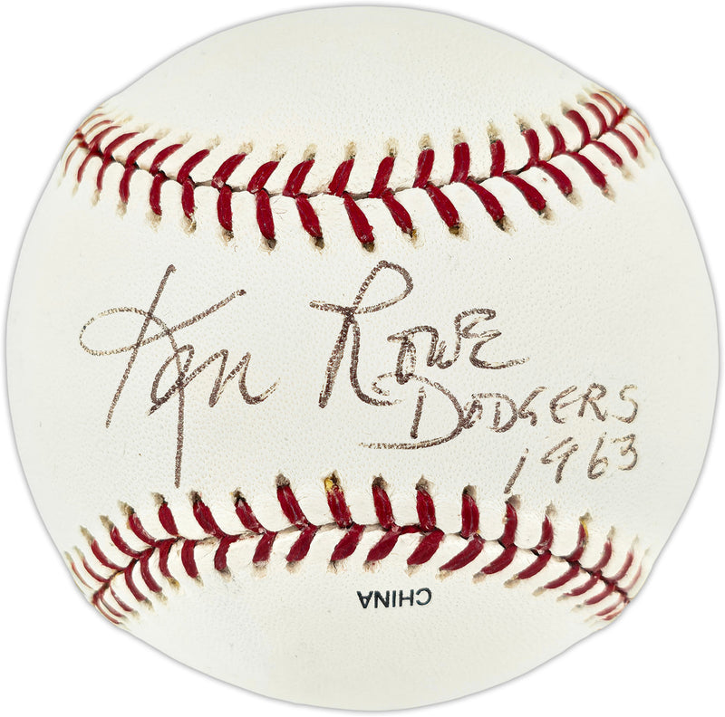 Ken Rowe Autographed Official Rawlings MLB Baseball Los Angeles Dodgers "Dodgers 1963" Beckett BAS QR #BU87241