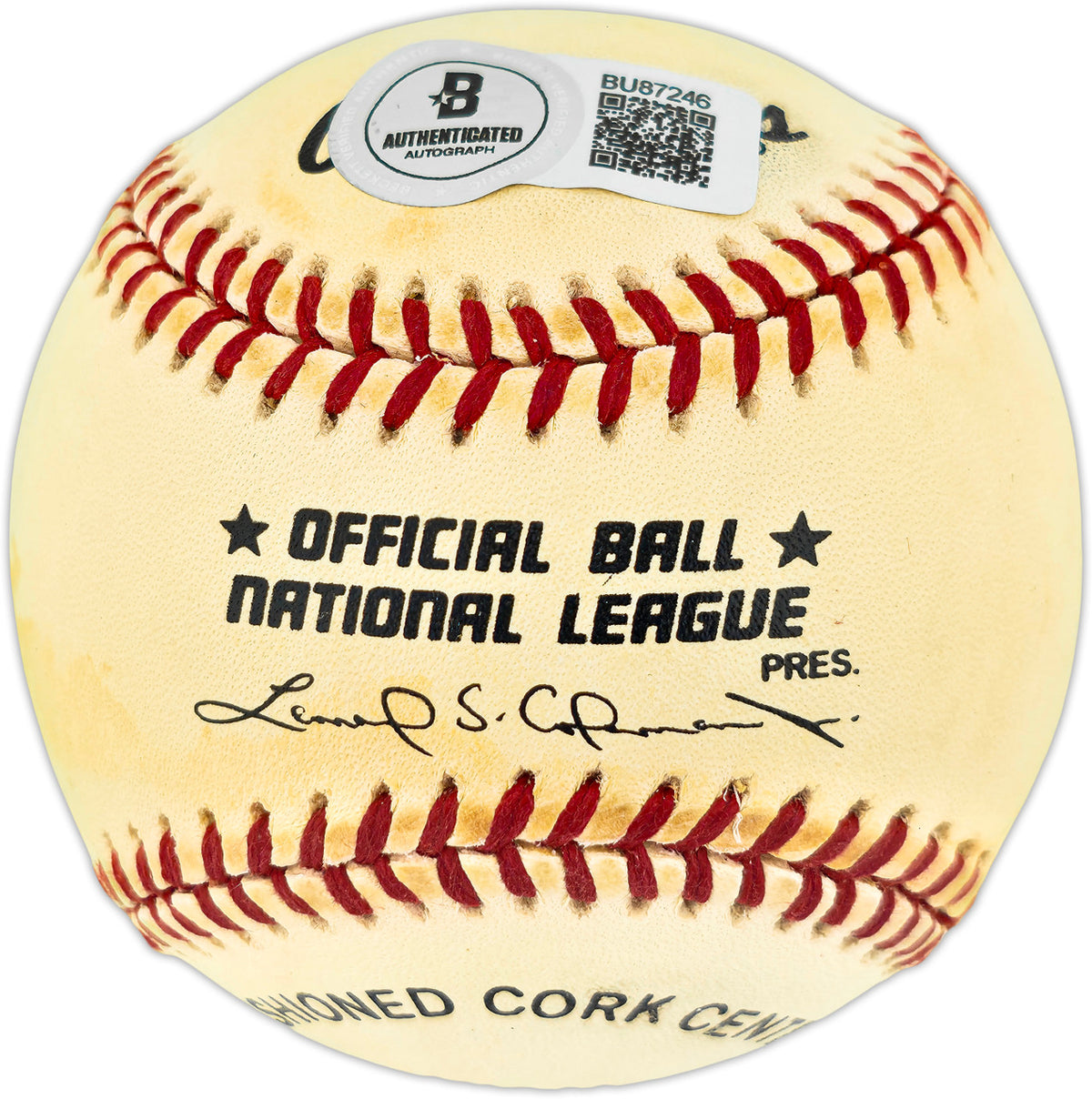 Ed Roebuck Autographed Official NL Baseball Brooklyn Dodgers Beckett BAS QR #BU87246