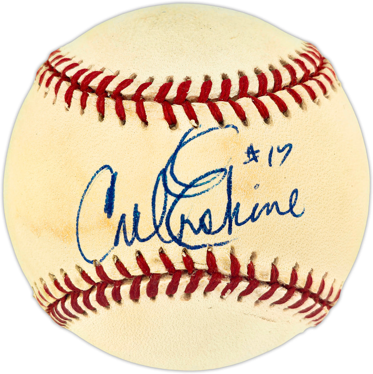 Carl Erskine Autographed Official NL Baseball Brooklyn Dodgers "#17" Beckett BAS QR #BU86866