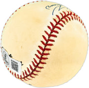 Ralph Kiner Autographed Official NL Baseball Pittsburgh Pirates, Chicago Cubs Beckett BAS QR #BU86882