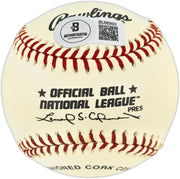 Clyde King Autographed Official NL Baseball Los Angeles Dodgers, Cincinnati Reds Beckett BAS QR #BU86893