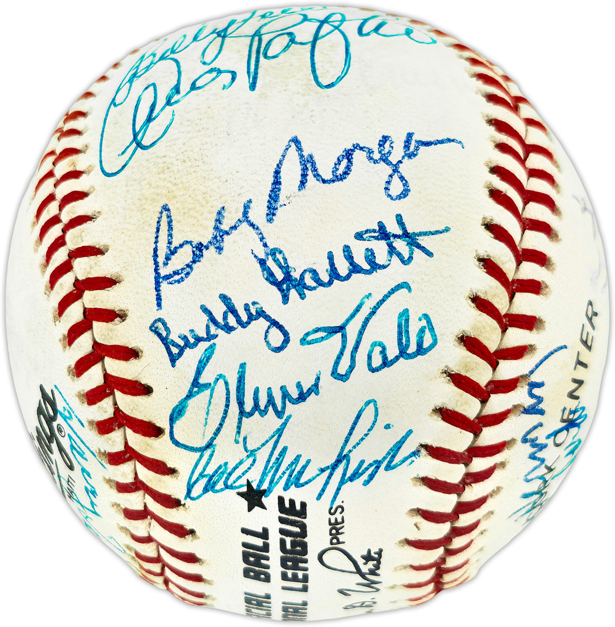 Brooklyn Dodger Greats Autographed Official NL Baseball With 28 Signatures Including Billy Herman Beckett BAS #AE49194