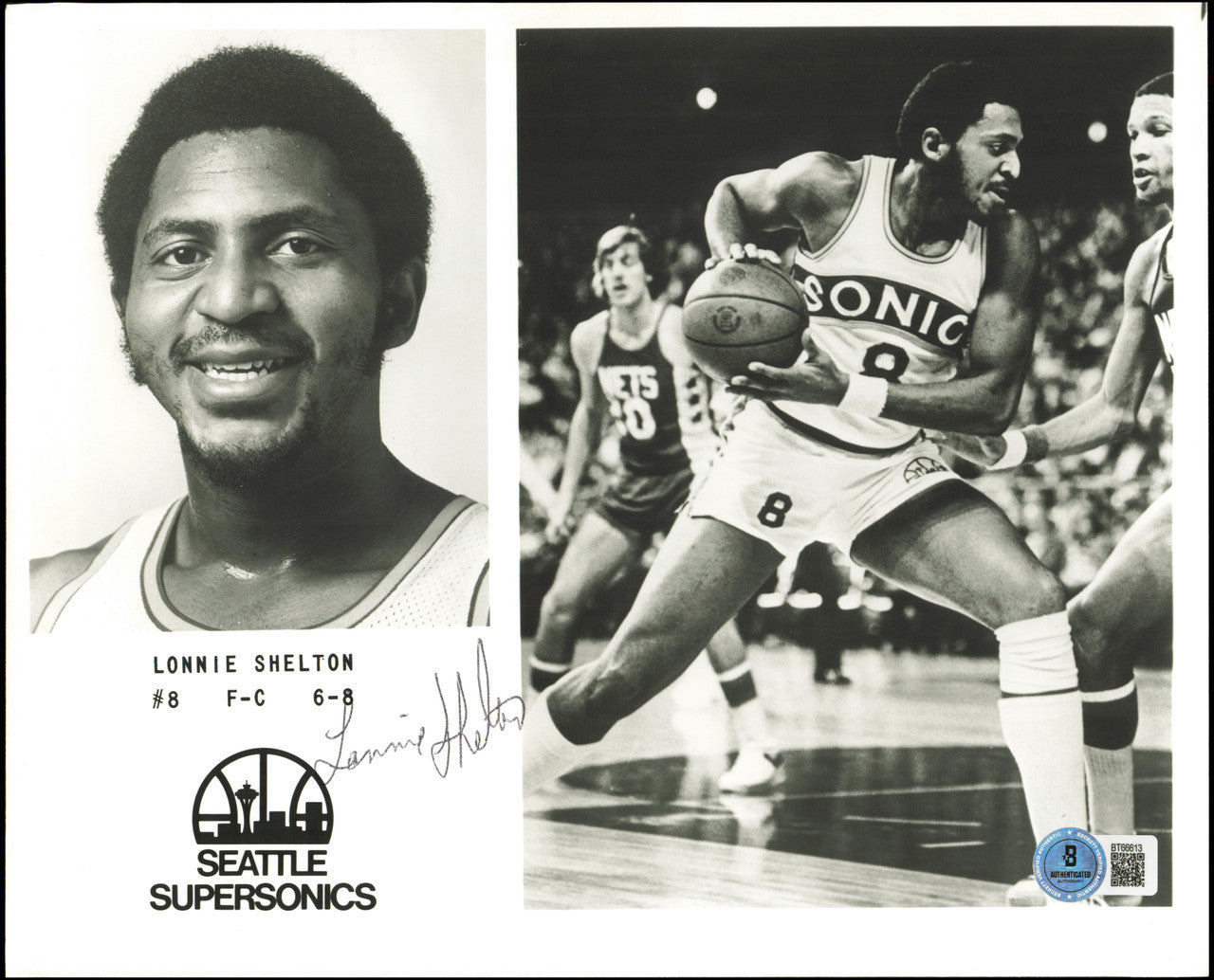 Lonnie Shelton Autographed Team Issued 8x10 Photo Seattle Supersonics Beckett BAS QR #BT66613