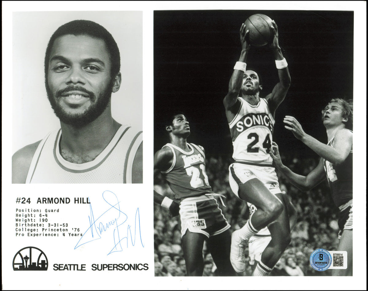 Armond Hill Autographed Team Issued 8x10 Photo Seattle Supersonics Beckett BAS QR #BT66614