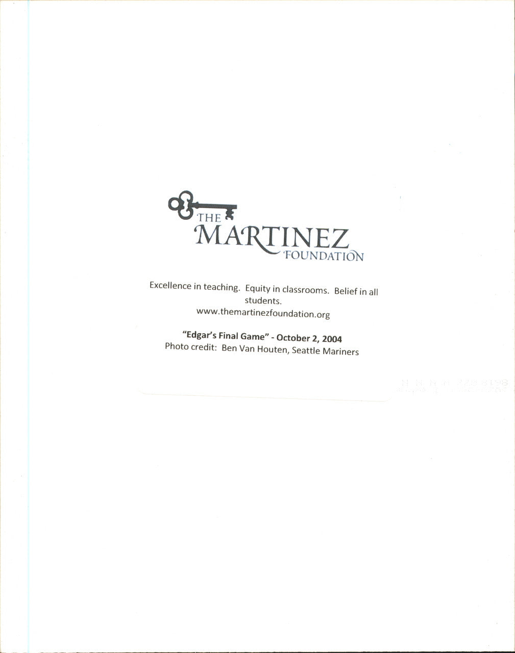 Edgar Martinez Autographed 8x10 Photo Seattle Mariners "Thanks for your support!" EM Foundation SKU #254514